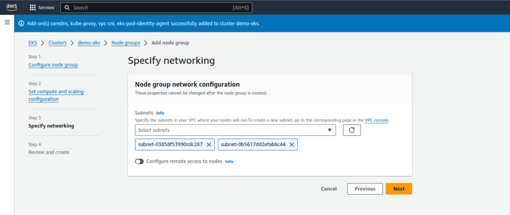 Nodegroup creation flow (step 3)